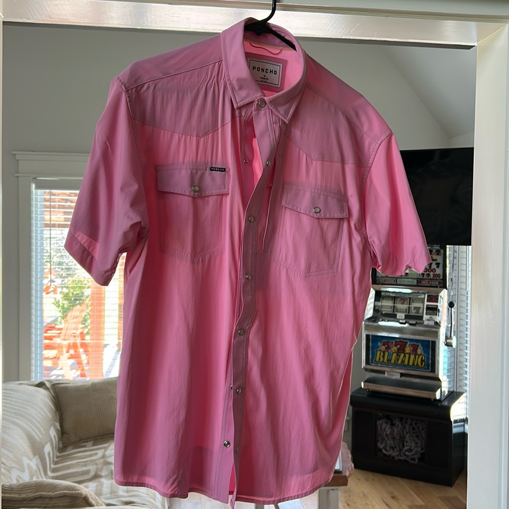 Poncho Outdoors classic western shirt, lightweight, pearl snaps. Med Regular Fit
